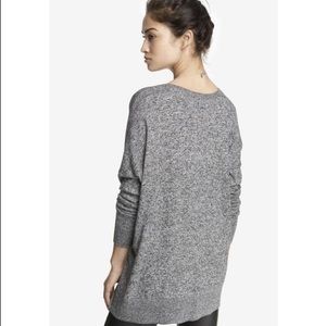 Marled V-neck Zip Tunic Heather Gray Sweater